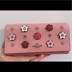 coach trifold wallet with daisy applique
